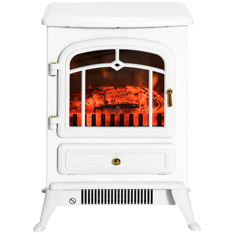 HOMCOM 16" 750/1500W Freestanding Electric Fireplace Heater - White
