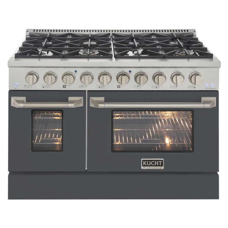 Kucht - 48 po Série KDF Cuisinière Pro Style au gaz naturel - Acier inoxydable/Gris ciment