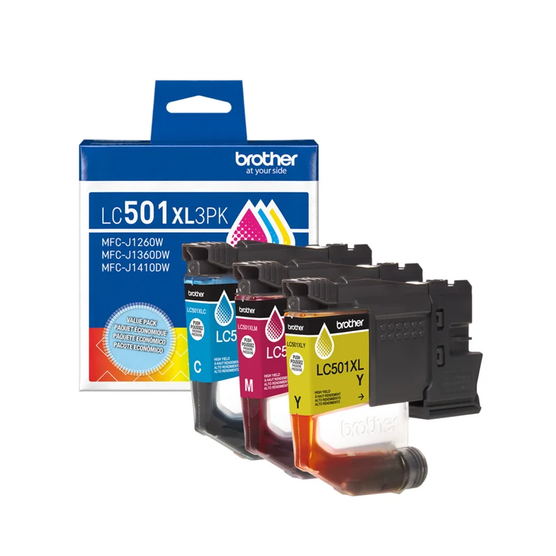 Brother Genuine LC501XL 3-Piece Ink Cartridge Set - High Yield - Cyan - Magenta - Yellow
