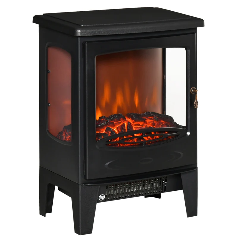 HOMCOM - Foyer électrique avec effet de flammes de bûches réglables, noir