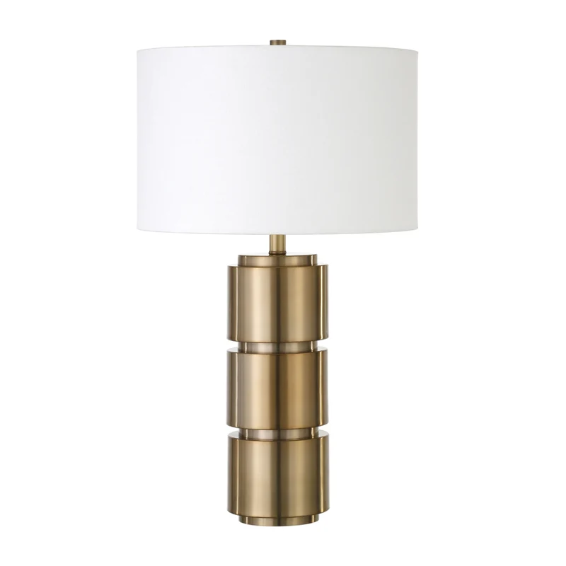 Hudson&Canal - Lampe de table haute Campbell de 68 cm avec abat-jour en tissu - Laiton/blanc