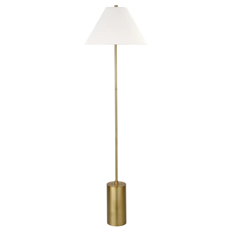 Hudson&Canal - Lampadaire Somerset de 162 cm de haut avec abat-jour en tissu Empire - Laiton/Blanc