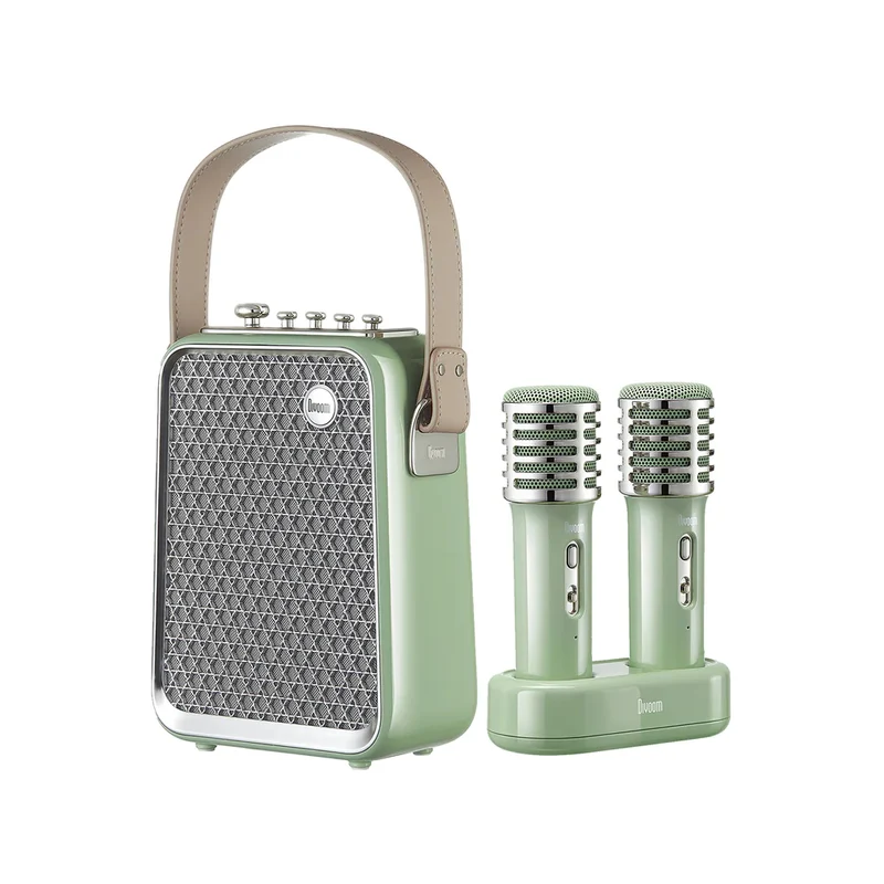 Divoom Songbird Home ktv Sound Set Portable Karaoke Bluetooth Small Speaker With Dual Wireless Microphone - Green