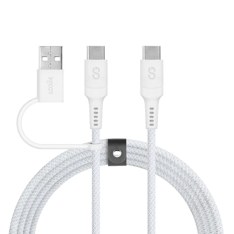 LOGiiX - 2 en 1 Multi Câble 1.5M USB-C vers USB-C/USB-A - Blanc