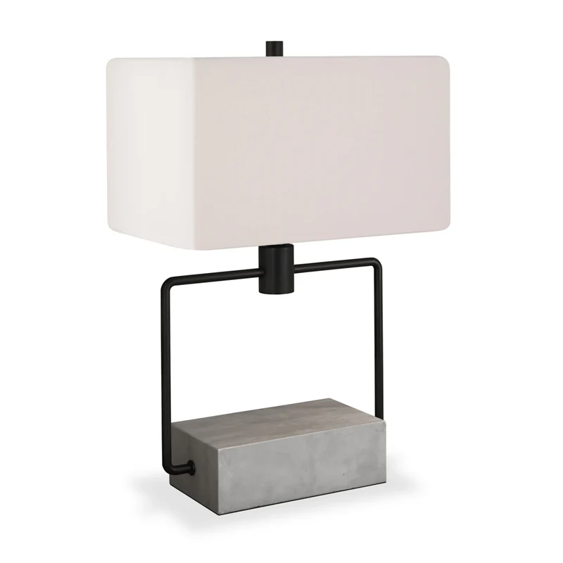 Hudson&Canal Holden 22.75" Tall Table Lamp with Fabric Shade - Concrete/Blackened Bronze/White