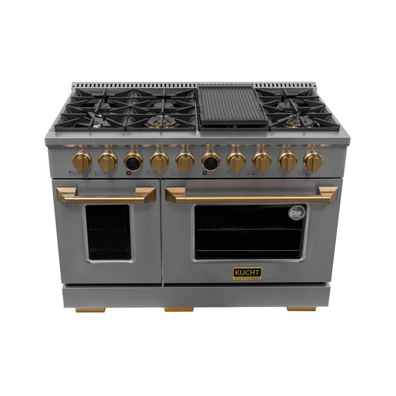 Kucht - 48 po Série KXP Cuisinière double énergie Propane - Acier inoxydable/Or