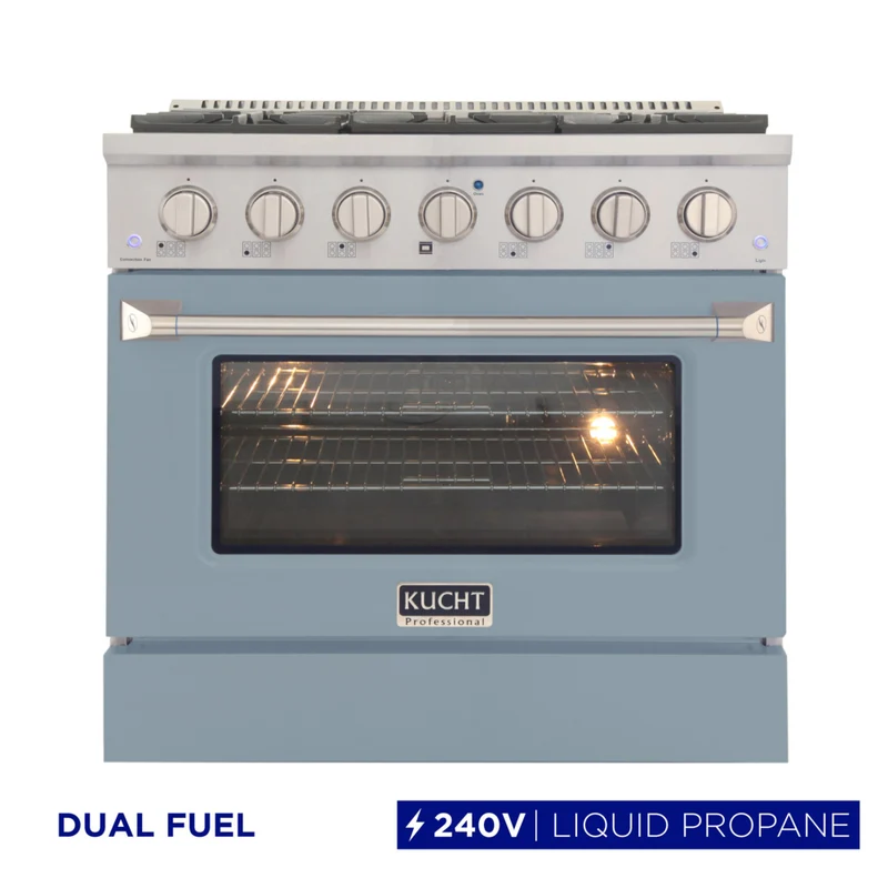 Kucht - 36 po Série KDF Cuisinière Pro Style au gaz propane - Acier inoxydable/Gris ciment