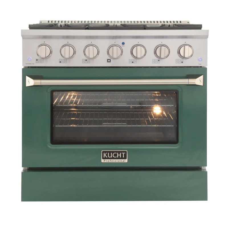 Kucht 36" KNG Series Pro Style Propane Gas Range - Stainless Steel/Green
