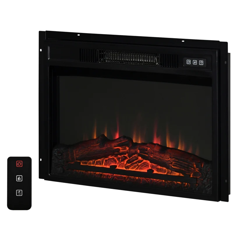 HOMCOM - Insert de foyer électrique 1400 W avec flammes réalistes, noir