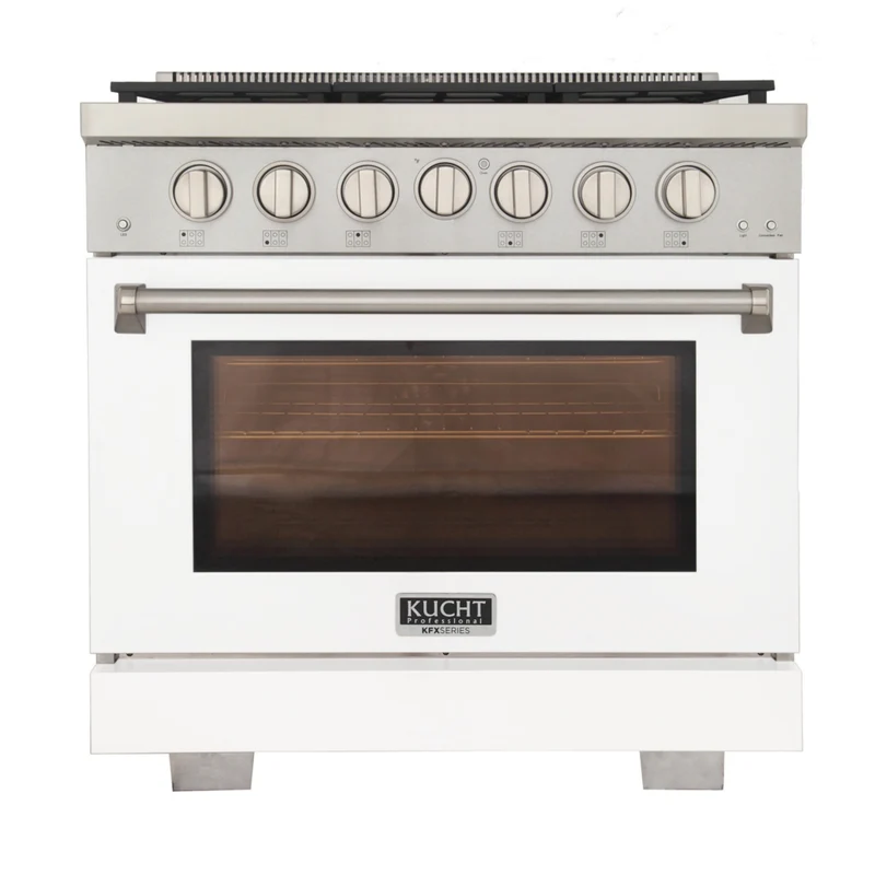 Kucht 36" KFX-X Series Pro Style Natural Gas Range - Stainless Steel/White