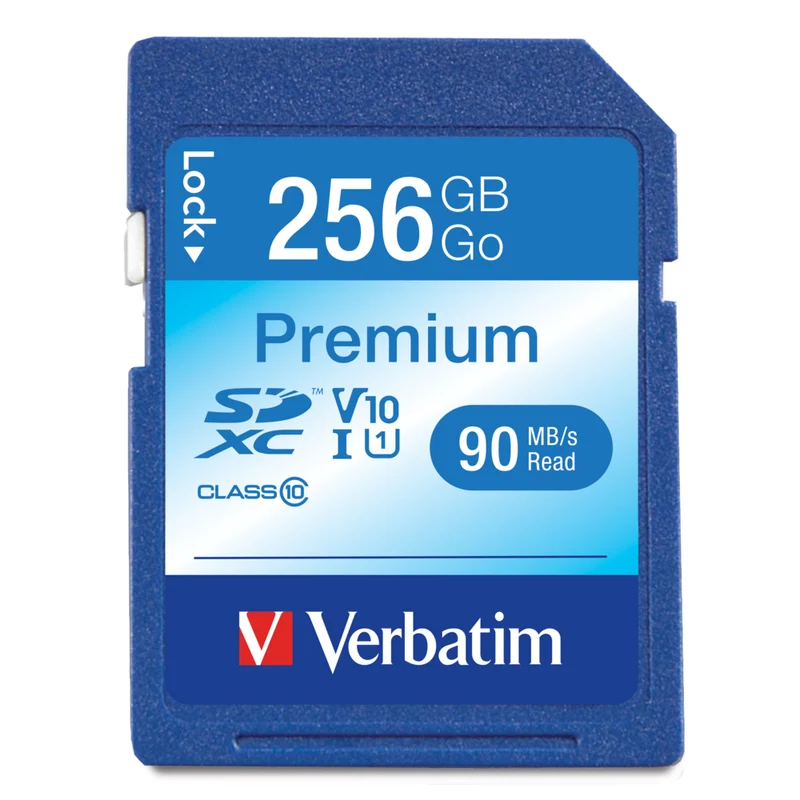 Verbatim 256GB Premium SDXC Memory Card - UHS-I V10 U1 Class 10