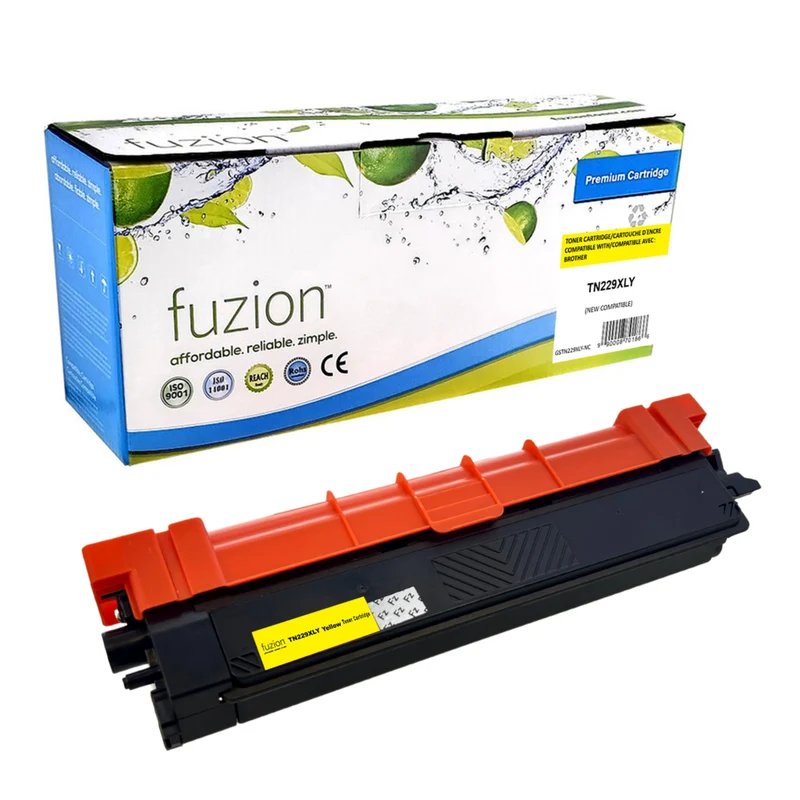fuzion Brother TN229XL (TN229XLY) Compatible Toner Cartridge - High Yield - Yellow