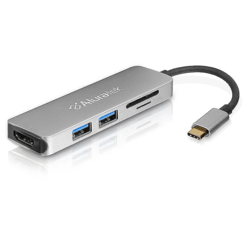 Aluratek - Hub multimédia USB Type-C et lecteur de carte avec HDMI