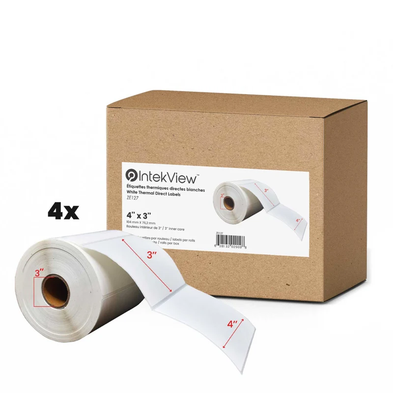 Premium Tape 4" x 3" (102 mm x 76 mm) Direct Thermal Labels - 3" (76 mm) Core - 4 Rolls