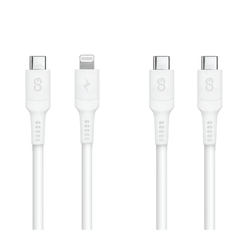 LOGiiX - Sync & Charge USB-C vers USB-C et USB-C vers Lightning - 1,5 M - Blanc - Paquet de 2