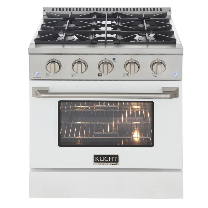 Kucht 30" KDF Series Pro Style Natural Gas Dual Fuel Range - Stainless Steel/White