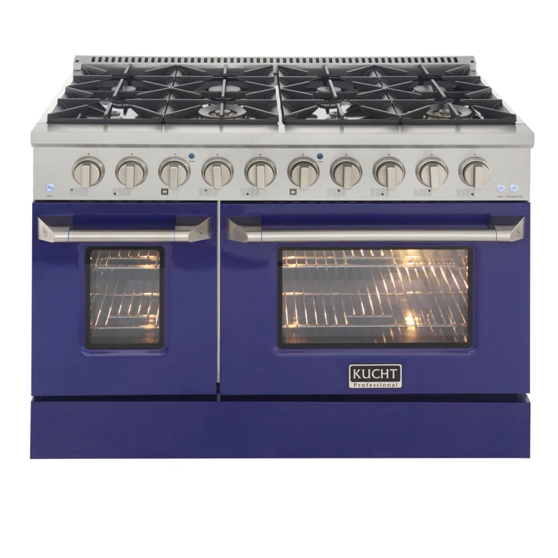 Kucht 48" KDF Series Pro Style Natural Gas Dual Fuel Range - Stainless Steel/Blue