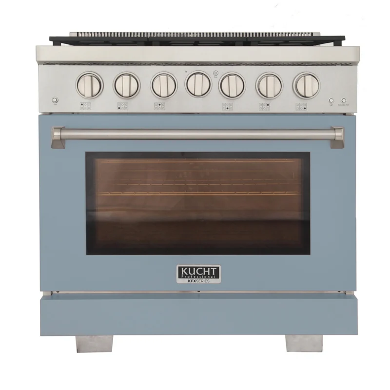 Kucht 36" KFX-X Series Pro Style Propane Gas Range - Stainless Steel/Light Blue