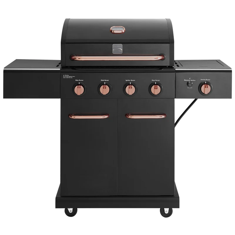 Kenmore - Barbecue au gaz à 4 brûleurs avec brûleur latéral de saisie - Noir/cuivré