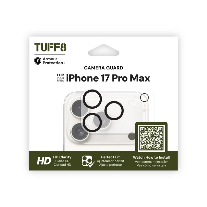 TUFF8 - Protection de caméra pour iPhone 17 Pro Max