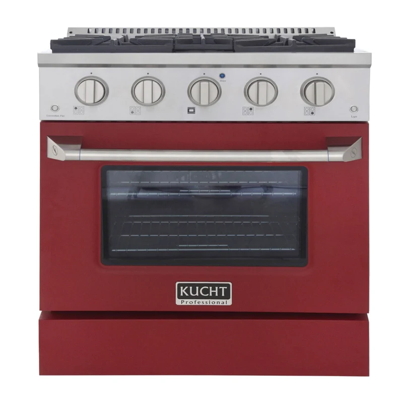 Kucht - 30 po Série KNG Cuisinière Pro Style au gaz naturel - Acier inoxydable/Rouge
