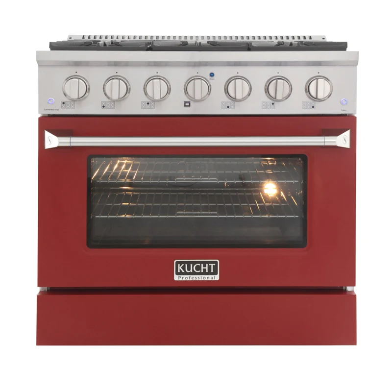 Kucht 36" KNG Series Pro Style Natural Gas Range - Stainless Steel/Red