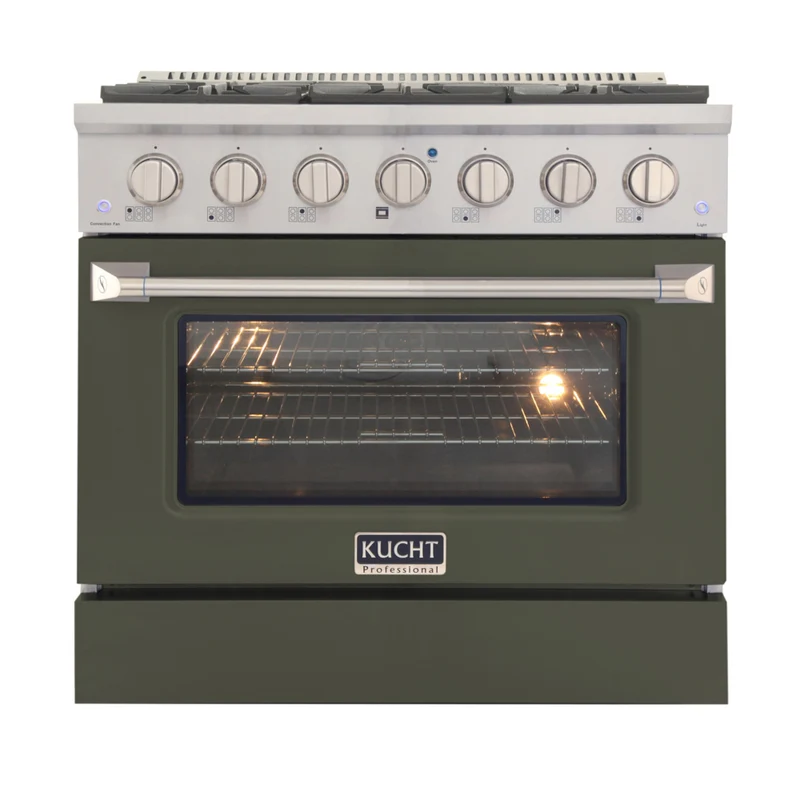 Kucht 36" KNG Series Pro Style Propane Gas Range - Stainless Steel/Olive Green