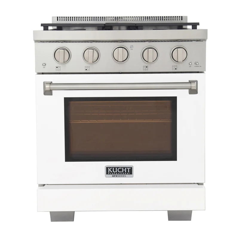 Kucht 30" KFX-X Series Pro Style Natural Gas Range - Stainless Steel/White