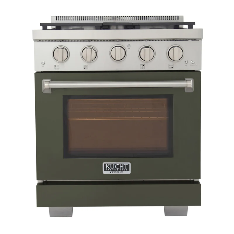 Kucht 30" KFX-X Series Pro Style Natural Gas Range - Stainless Steel/Olive Green