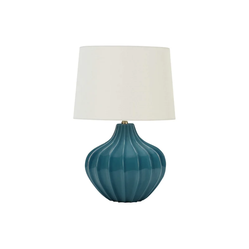Monarch Specialties 24" H Transitional Table Lamp - Blue Ceramic / Ivory / Cream Shade