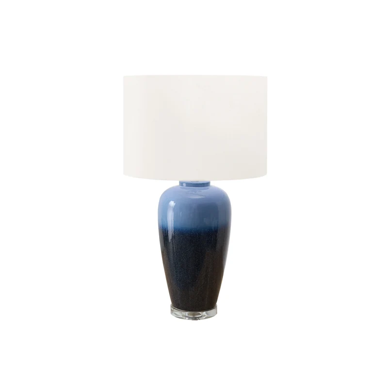 Monarch Specialties - Luminaire - 29 po H Lampe De Table - Céramique Bleue - Abat-Jour Ivoire / Crème - Contemporain - Moderne