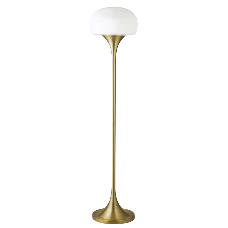 Hudson&Canal Aleister Torchiere Floor Lamp with Glass Shade - Brass/White Milk
