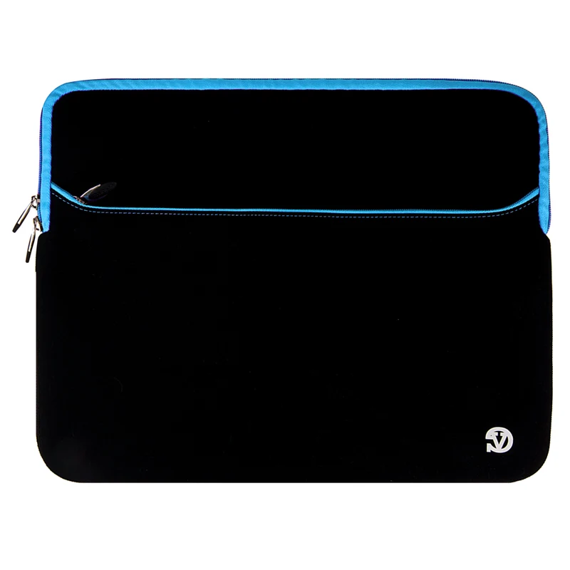 Vangoddy Neoprene 15" Laptop Protective Sleeve Case with Extra Pocket - Black/Blue