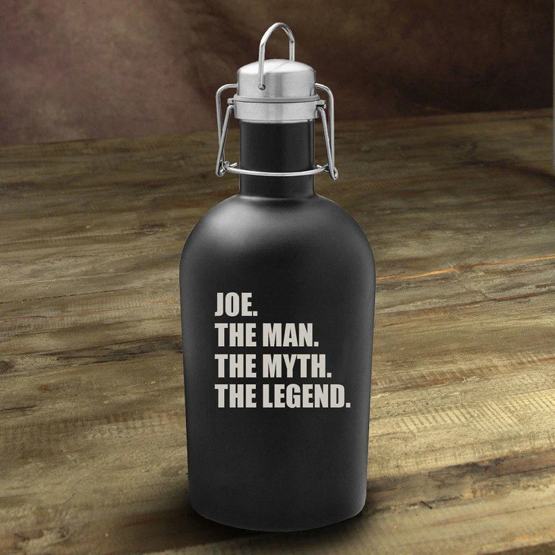 The Man. The Myth. The Legend. Matte Black Personalized Growler