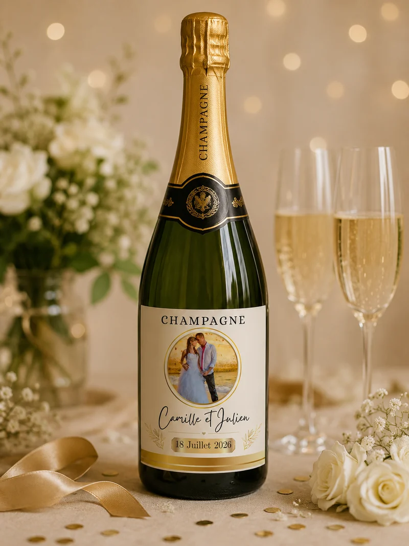 Étiquette personnalisée pour bouteille de champagne