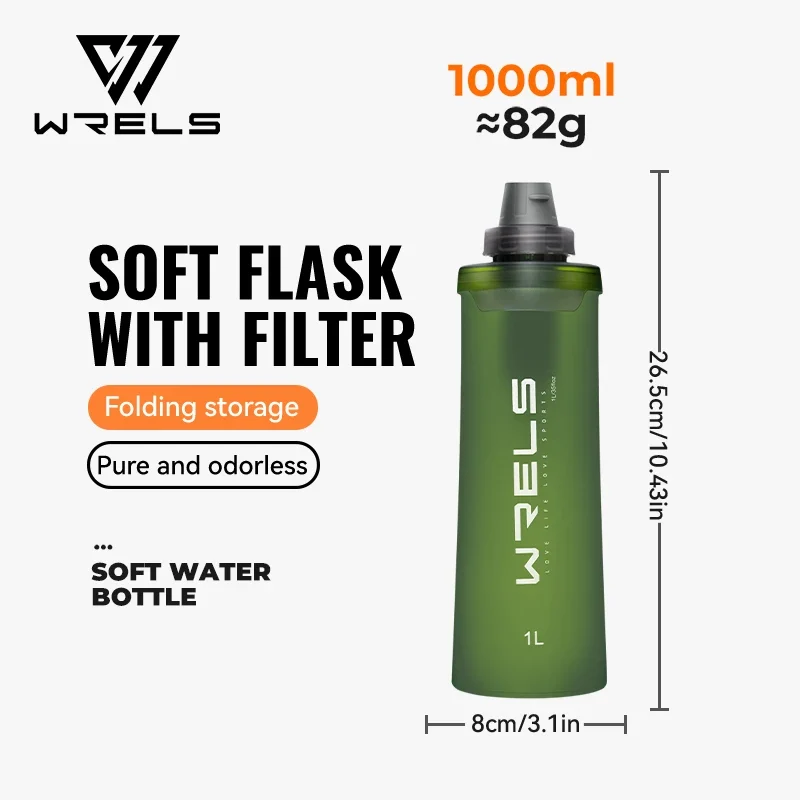 Gourde de running pliable 600 ml à 1 L avec filtre