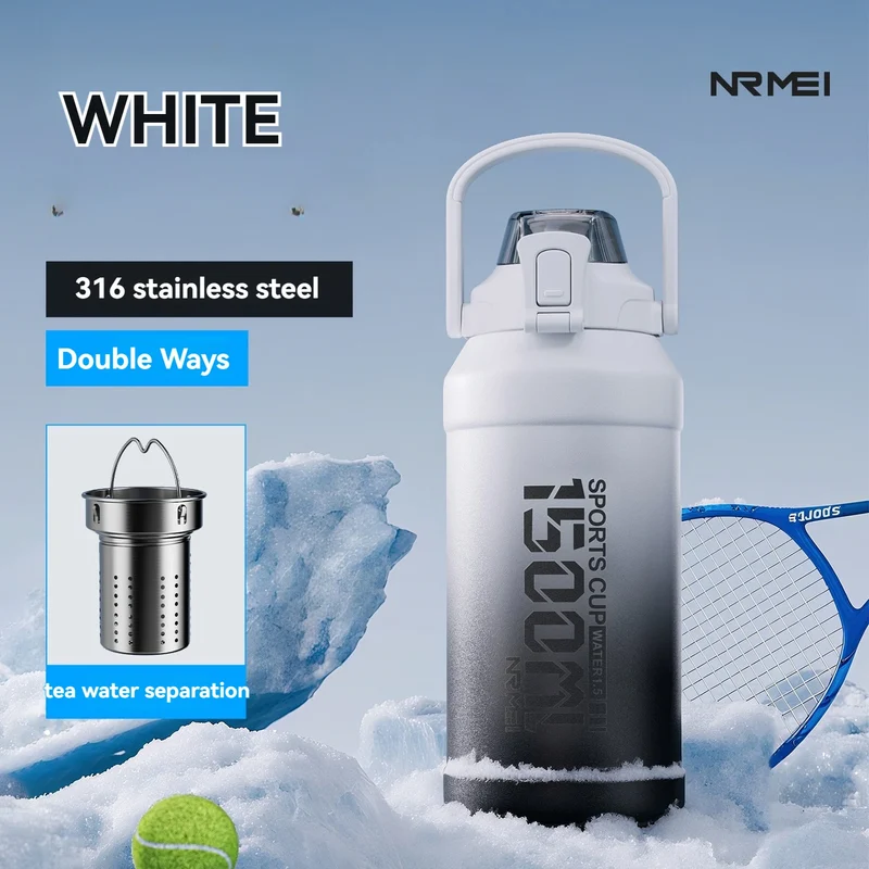 Gourde en inox 1 L à 2 L à paille