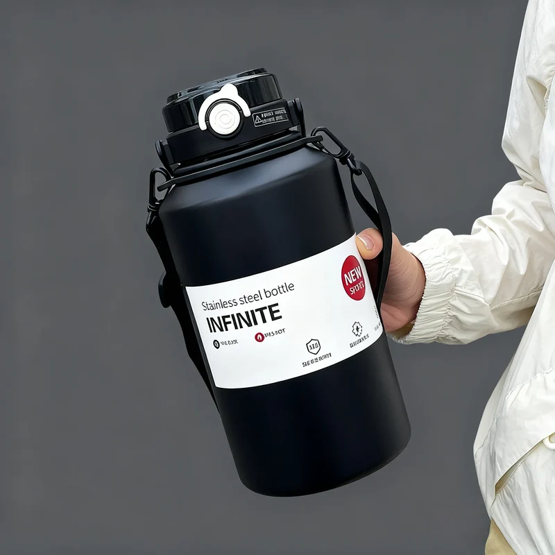 Gourde de sport en inox 800 ml à 2 L à paille