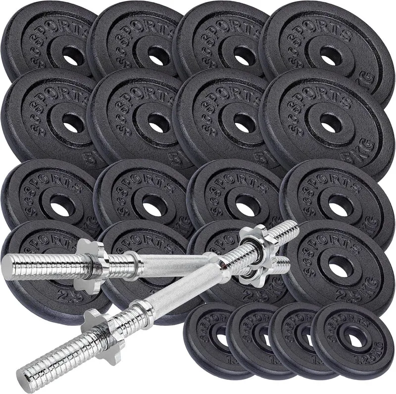 Haltères courts en fonte 70 kg Noir