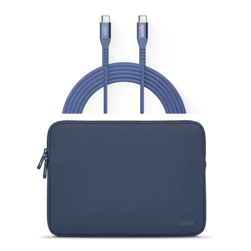 LOGiiX - Vibrance Neo Ensemble de housse avec câble USB-C vers USB-C - Bleu nuit