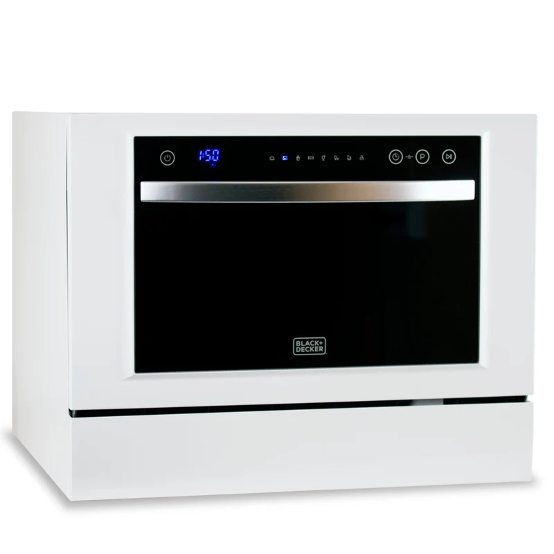 BLACK+DECKER - Lave-vaisselle de comptoir - 7 programmes de lavage - capacité de 6 couverts - blanc
