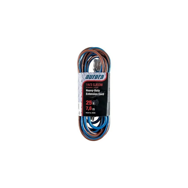 Aurora Tools All Weather TPE-Rubber Extension Cord with Light Indicator, Heavy-Duty, 25'