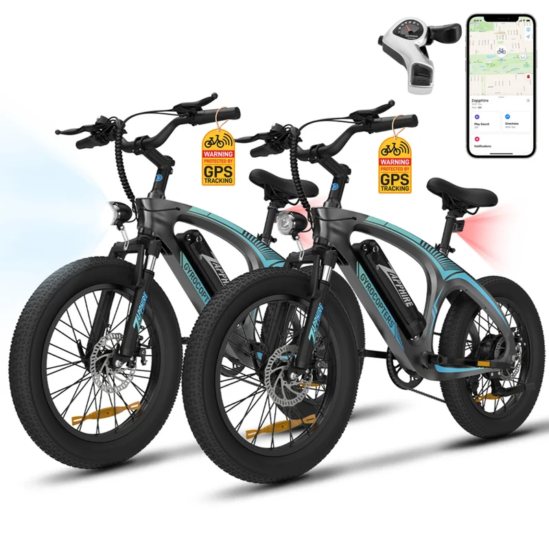 Gyrocopters Zapphire Electric Bike for Teens - Speed 32 kmph - PAS 91 km - Black - 2 Pack