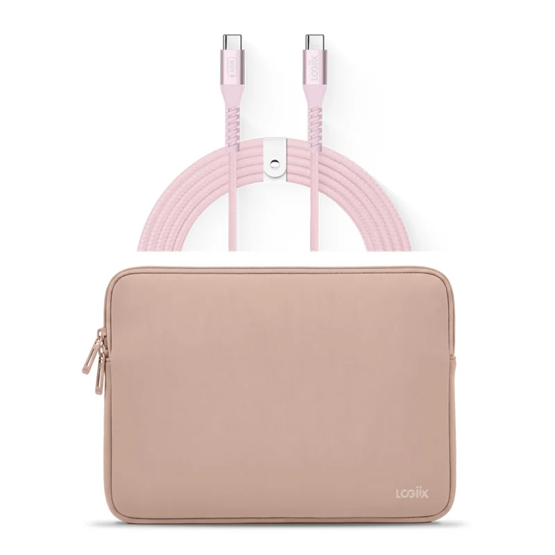 LOGiiX - Vibrance Neo Ensemble de housse avec câble USB-C vers USB-C - Rose