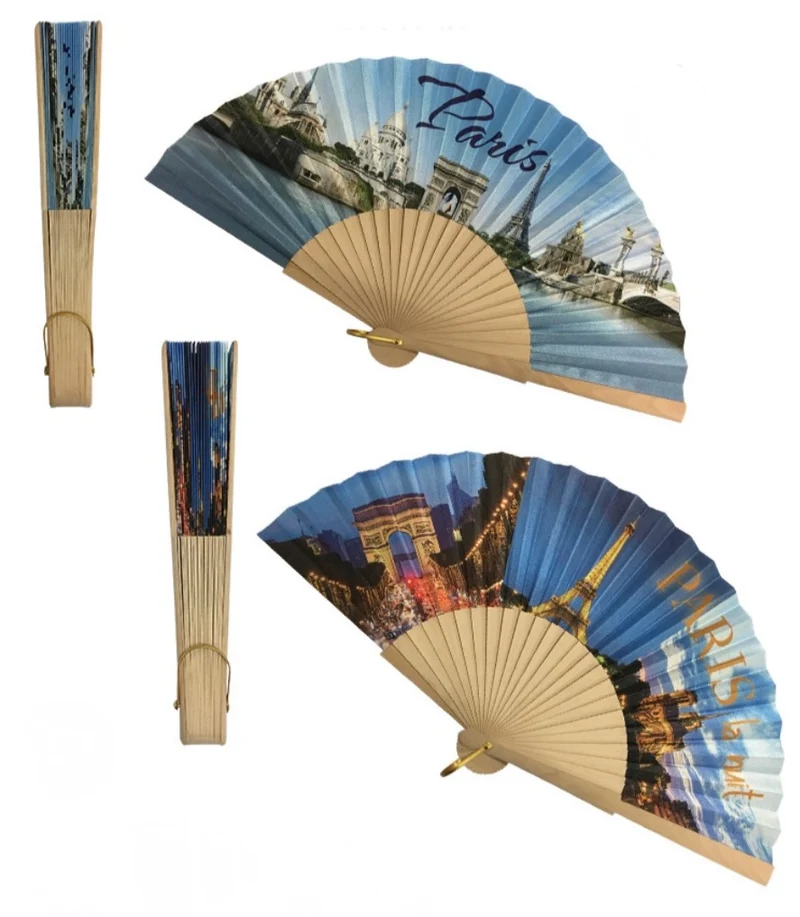 Éventail souvenir de Paris en bois