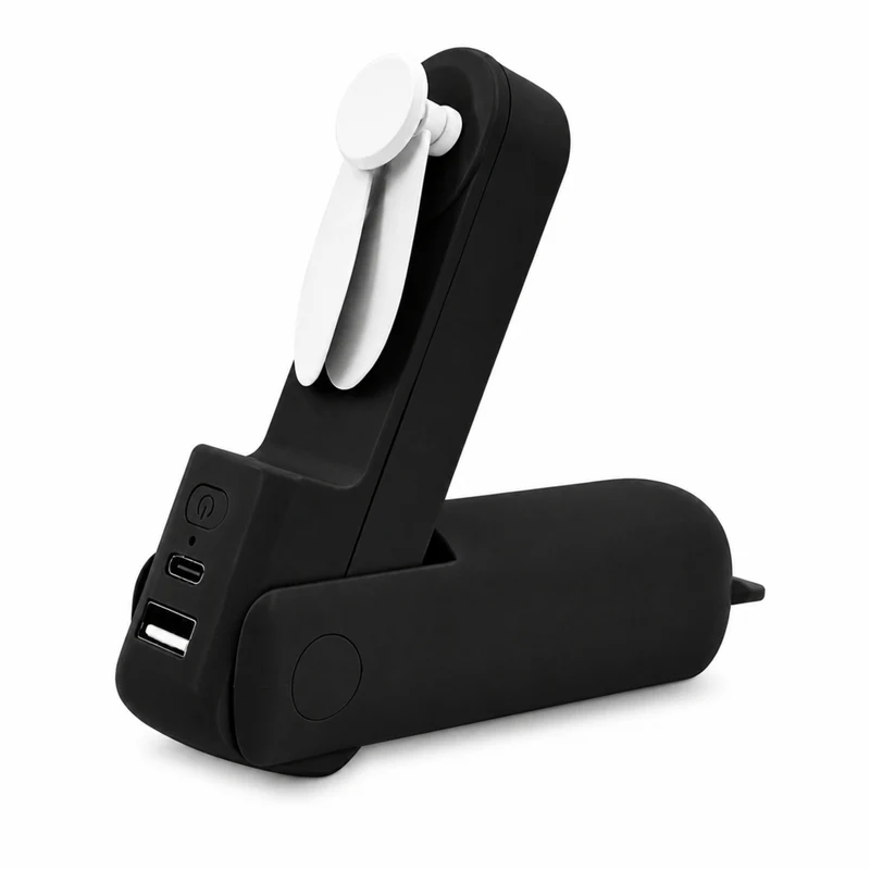 Artikl - Ventilateur portatif pliable avec fonction de banque d'alimentation et lampe d'urgence - noir