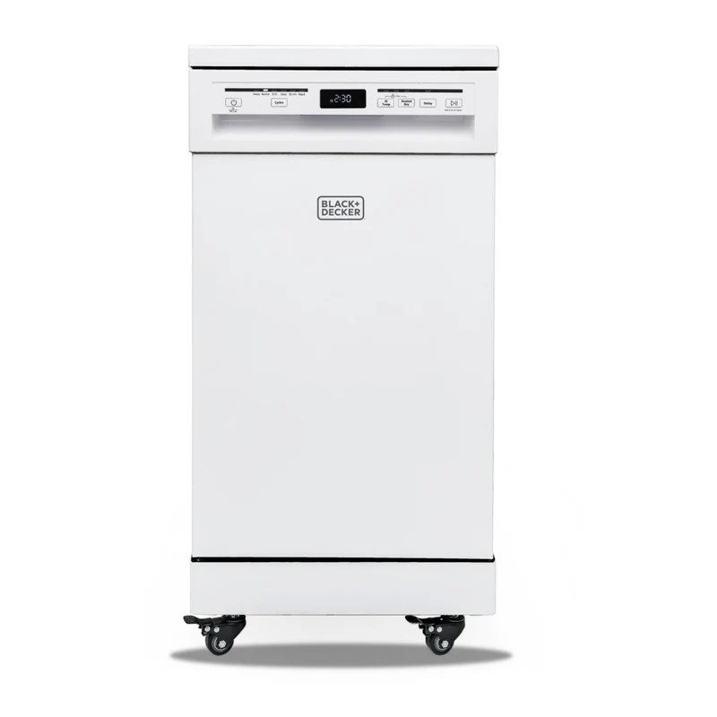 BLACK+DECKER - Lave-vaisselle portatif 18 po - capacité de 8 couverts - 6 programmes de lavage - blanc