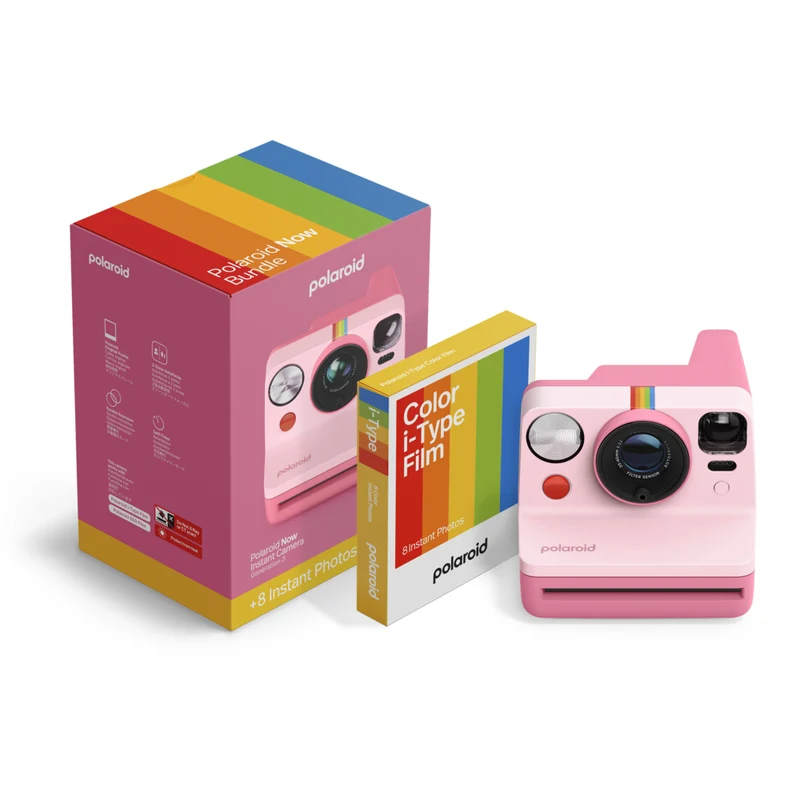 Polaroid Now Gen 3 Instant Camera + Color Film Bundle (8 photos) - Pink