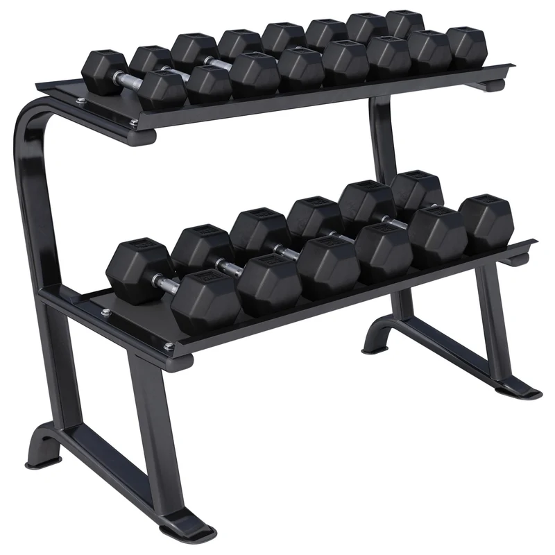 Rack de rangement avec set d'haltères hexagonaux