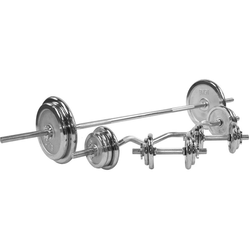 Set d’haltères chromés complet de 108 kg